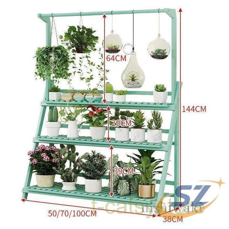 花台 花収納 折り畳み可 園芸 植物棚 花棚 ベランダ 玄関 飾り 簡単組立 シェンヘン フラワースタンド 楠竹 3段 家庭菜園 ガーデニング 省スペース 便利_3