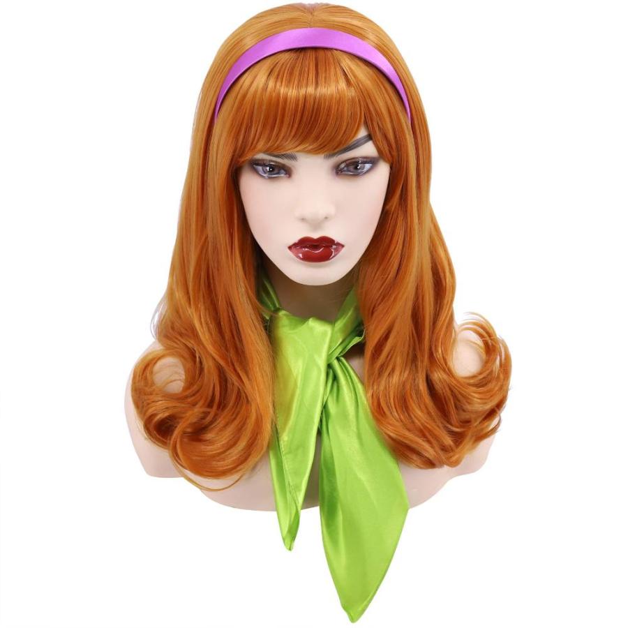 タブレット Cfalaicos Orange Bangs Synthetic Wigs Bouncy Halloween Costume for Women (D