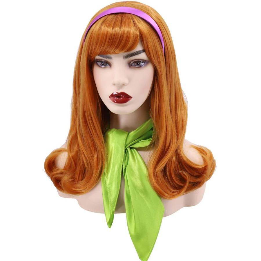 タブレット Cfalaicos Orange Bangs Synthetic Wigs Bouncy Halloween Costume for Women (D