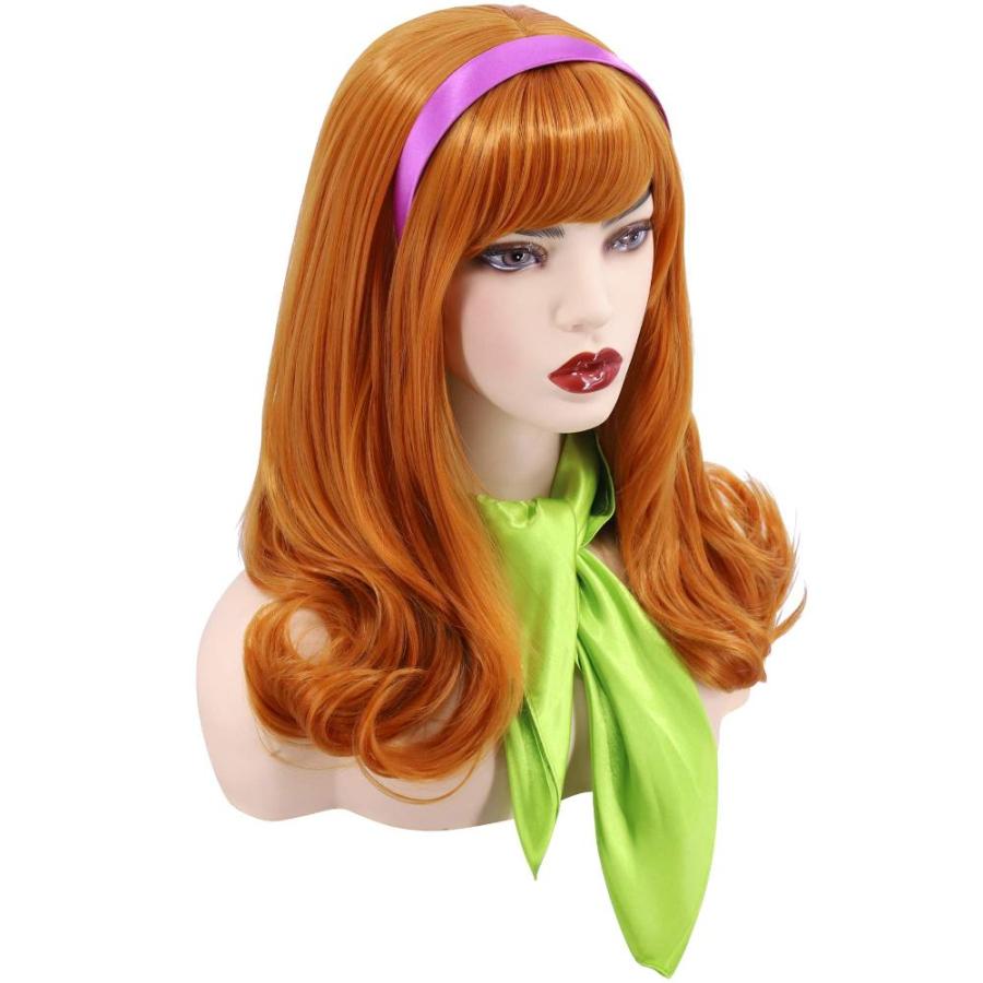 タブレット Cfalaicos Orange Bangs Synthetic Wigs Bouncy Halloween Costume for Women (D