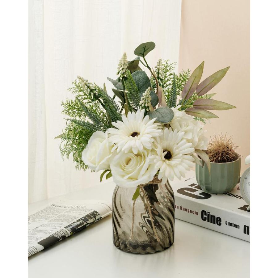 タイムセール商品 Famigmo 花瓶の造花 花瓶のフェイクフラワー ホームデコレーション用 花瓶付きフェイクフラワー コーヒーテーブル装飾 ホームキッチンセンターピー