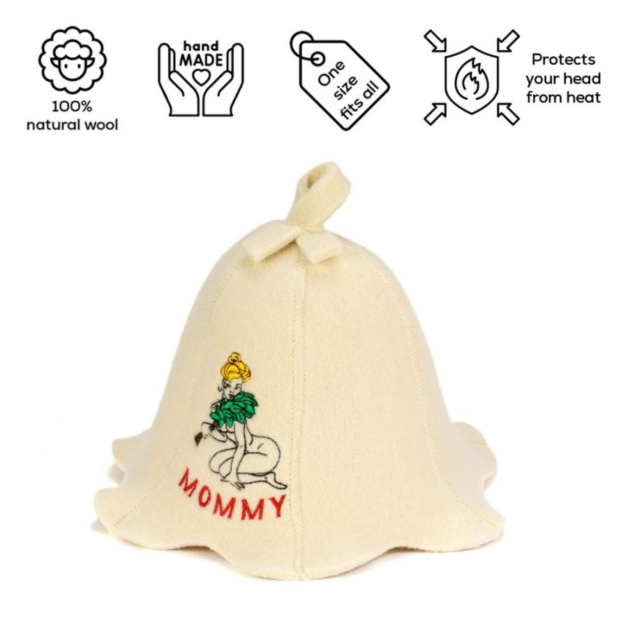 セール専門店 Natural Textile Sauna Hat ´Sauna Mommy´ White - 100% Organic Wool Felt Hats