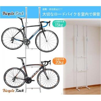 ツッパリ自転車ラック　SB-01(WH)[検索用キーワード＝突っ張り自転車ラック　突っ張りポールハンガー　自転車ハンガー　室内自転車ラック]