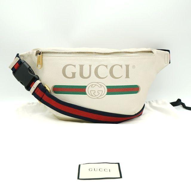 良好 メンズファッション Gucci ボディバッグ グッチ シェリー ロゴプリント ボディバッグ ベルトバック ウエストバッグ