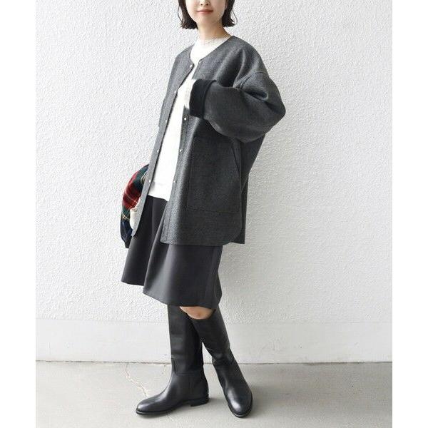 SHIPS / シップス セミ 梳毛 配色 リバー ノーカラー コートの画像