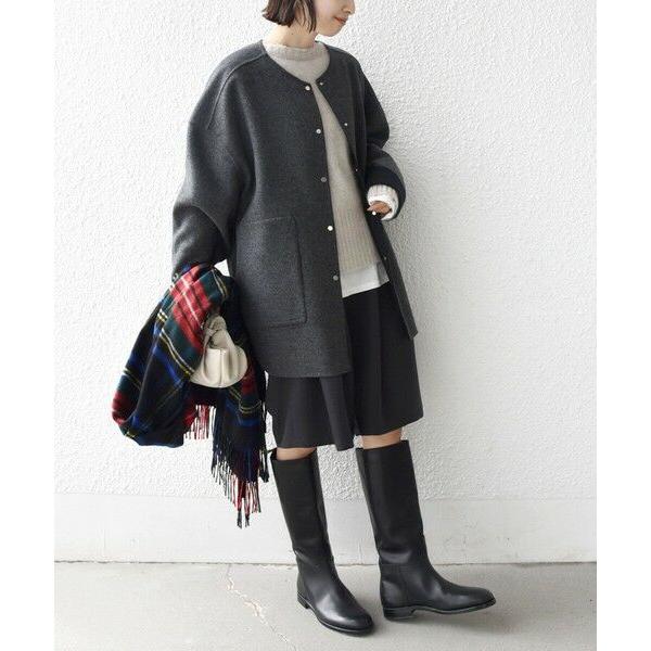 SHIPS / シップス セミ 梳毛 配色 リバー ノーカラー コートの画像