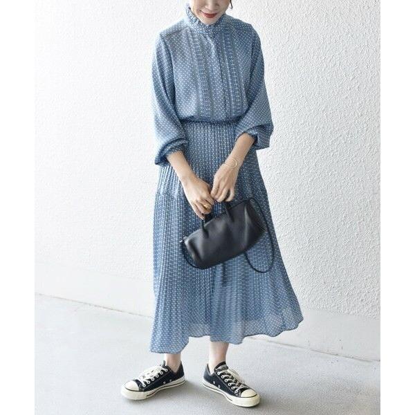 SHIPS ドットフリルピンタックワンピース シップス　新品 SHIPS（シップス） *〈手洗い可能〉ドットフリルピンタックワンピース