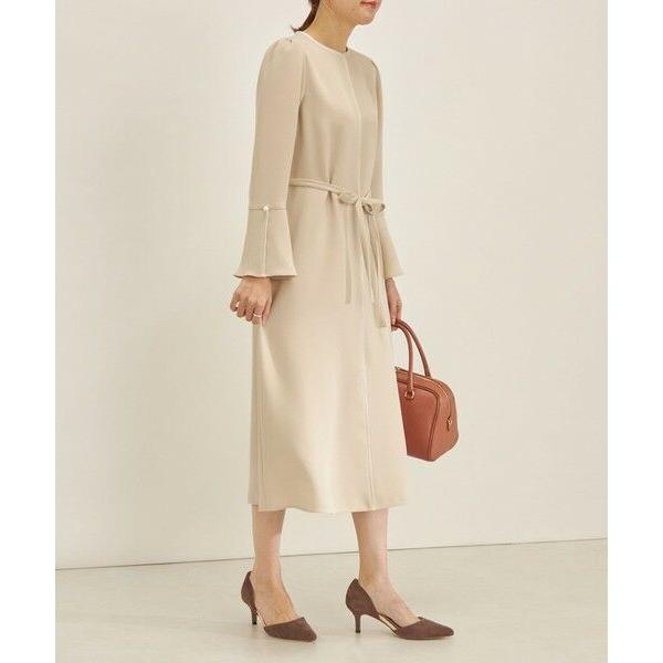 SHIPS for women / シップスウィメン 〈手洗い可能〉パールモチーフ デザイン スリーブ フレア ワンピース◇ ポリエステル100%，