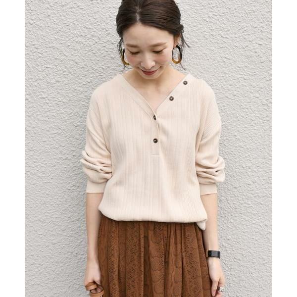 SHIPS for women / シップスウィメン ヘンリーリブニットプルオーバー