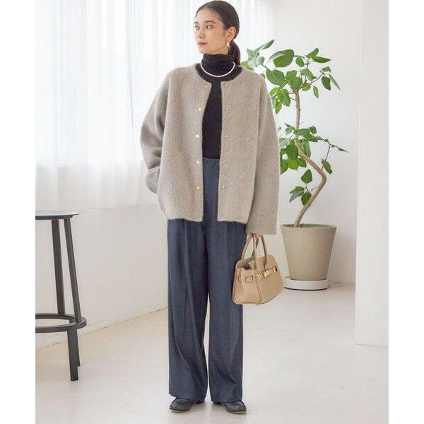 SHIPS（シップス） フォックス ブレンド ノーカラー ニット コート