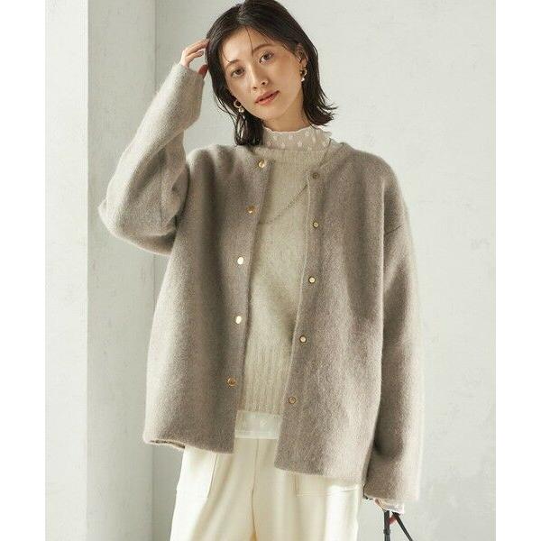 SHIPS（シップス） フォックス ブレンド ノーカラー ニット コート