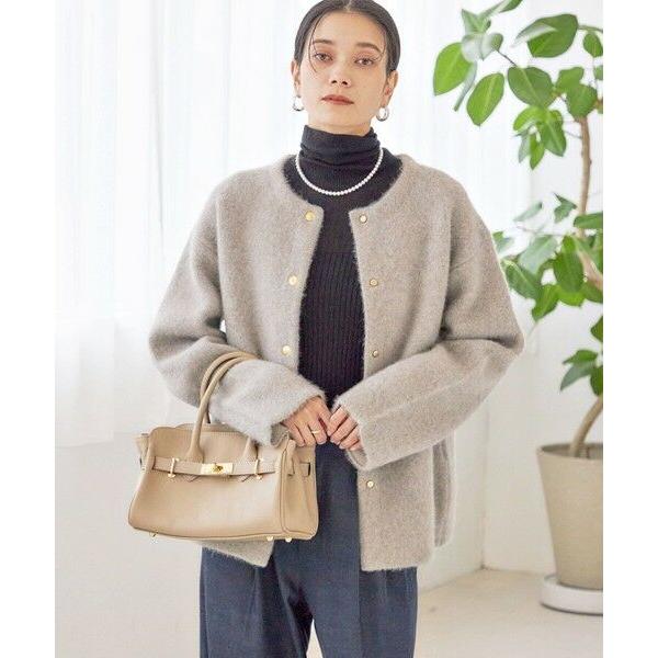 SHIPS（シップス） フォックス ブレンド ノーカラー ニット コート