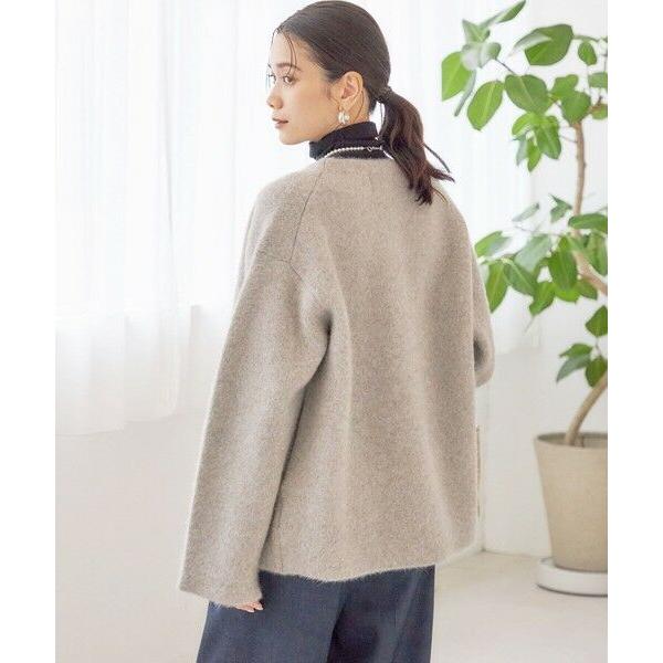 SHIPS（シップス） フォックス ブレンド ノーカラー ニット コート