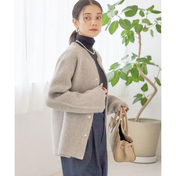 SHIPS（シップス） フォックス ブレンド ノーカラー ニット コート