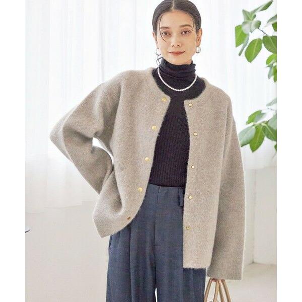 SHIPS（シップス） フォックス ブレンド ノーカラー ニット コート