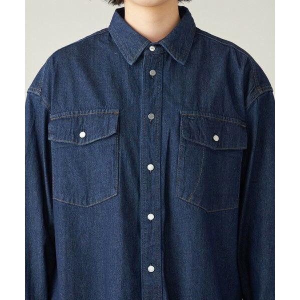未着用⭐︎今季SHIPS〈洗濯機可能〉デニム オーバー シャツ シップス SHIPS 〈洗濯機可能〉デニム 刺繍 オーバー シャツ