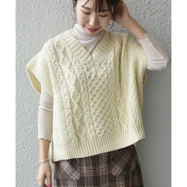 【SALE／84%OFF】 春のコレクション SHIPS for women シップスウィメン any別注 Oldderby Knitwear: オーバー アラン ケーブル ニット ベスト link.funimart.asia link.funimart.asia
