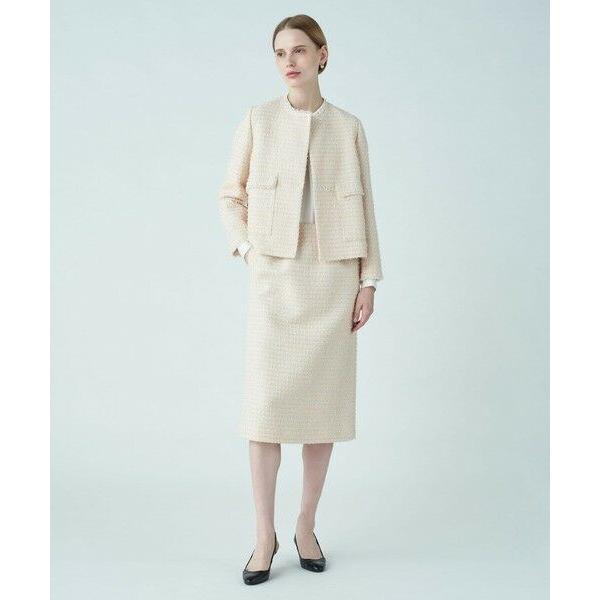 入学式に！トゥモローランドミックスヤーンツイードノーカラージャケット（34） TOMORROWLAND（トゥモローランド） ミックスヤーンツイード ノーカラー