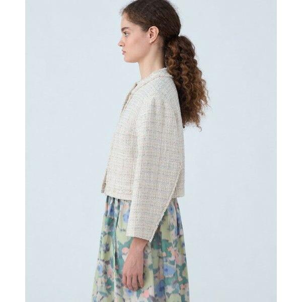 【新品・未使用】トゥモローランド ツイードノーカラージャケット サイズ36 セール】 カラーツイード ノーカラージャケット （ノーカラー