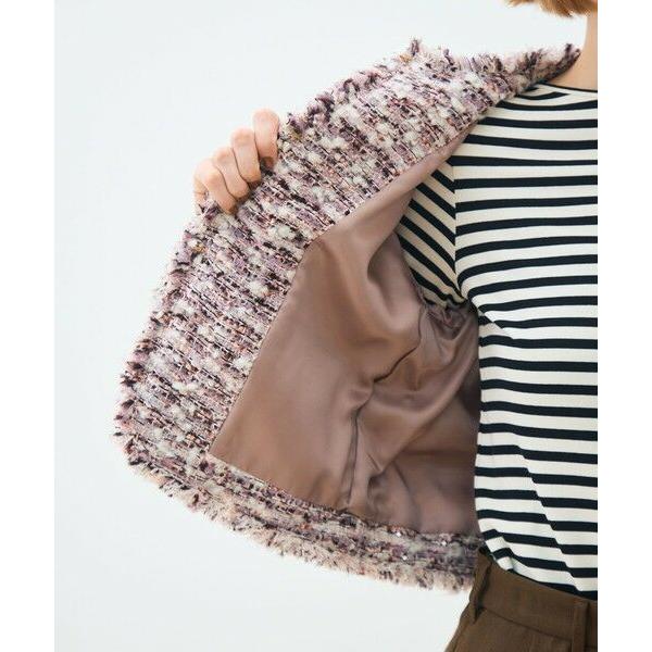 【美品】 ラトータリテ ミックスツイードノーカラージャケット グレージュ ボタン 美品】 ラトータリテ ミックスツイードノーカラージャケット