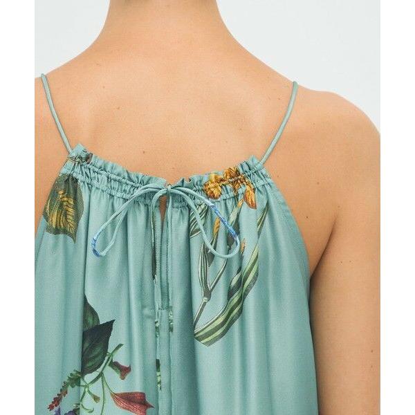 シルク Green Showerプリント キャミソールワンピース　ホワイト シルク Green Showerプリント キャミソール