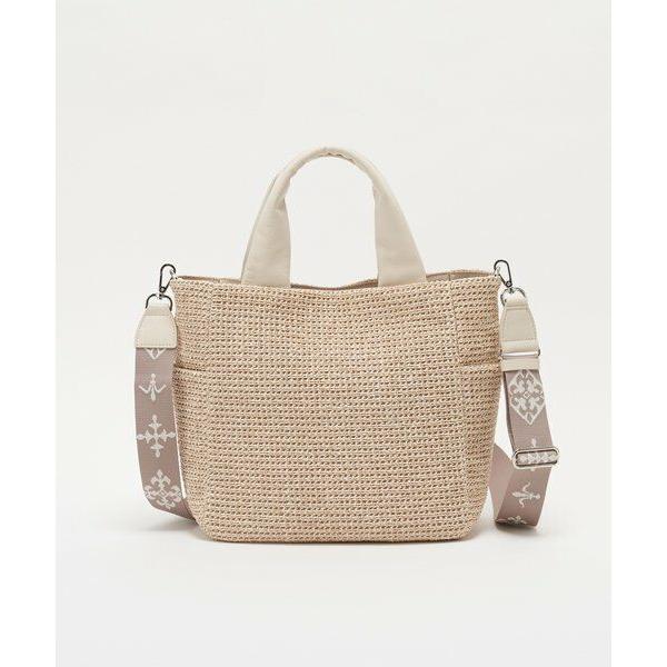 極美品✨ラシット ナイロンラフィア 2WAYトートバッグ 斜めがけ ベージュ russet（ラシット） 【Souffle TOTE】ナイロンラフィア2WAYトート