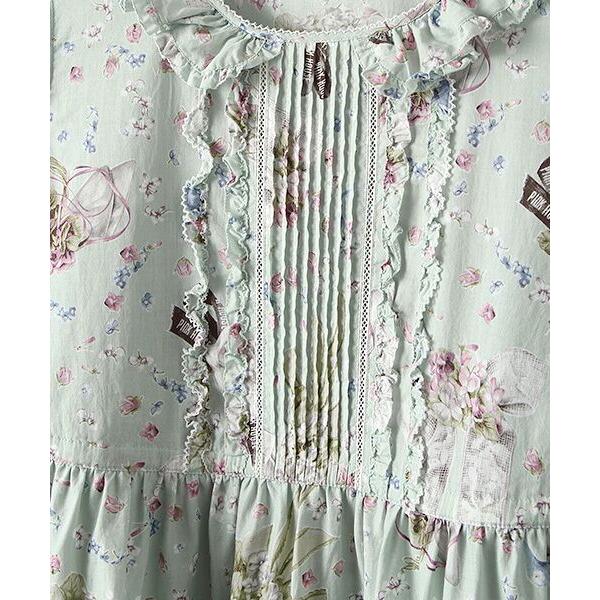 無料配送 未使用 PINK HOUSE 染花とリボンのまどいプリントミディ