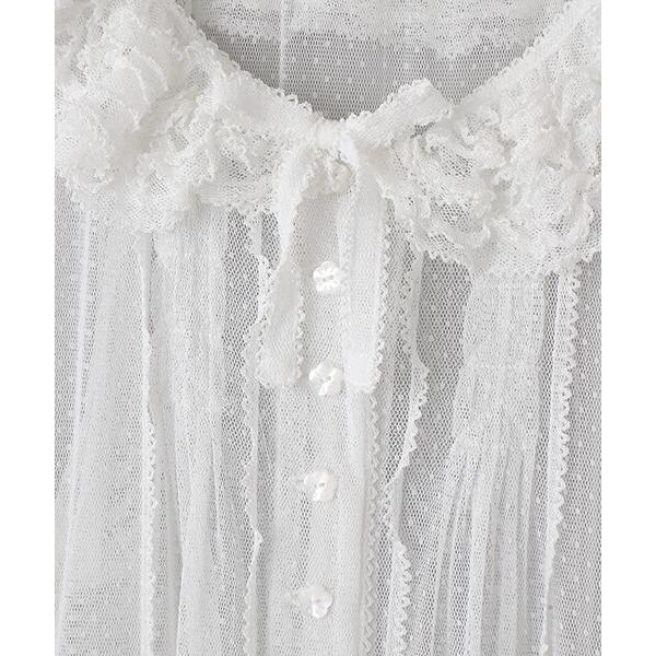 信憑PINK HOUSE ピンクハウス ドットチュールフリルチュニックブラウス