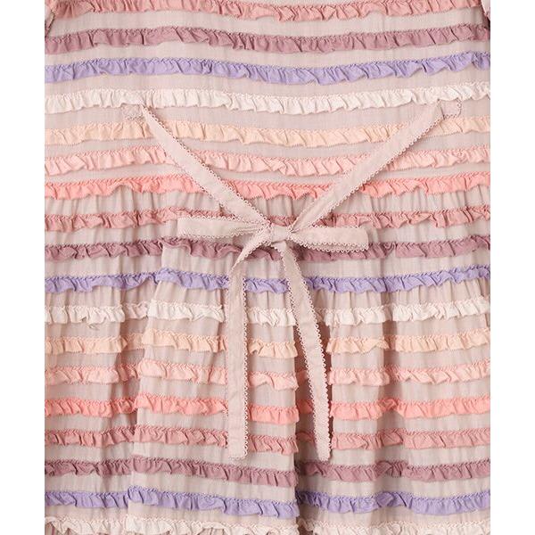 ピンクハウス　フリル付き長袖ワンピース PINK HOUSE（ピンクハウス） ミックスフリル使いワンピース