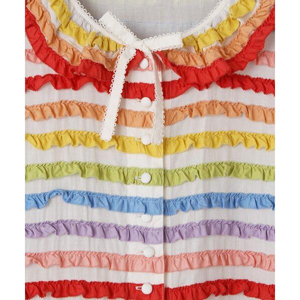 ピンクハウス　フリル付き長袖ワンピース PINK HOUSE（ピンクハウス） ミックスフリル使いワンピース