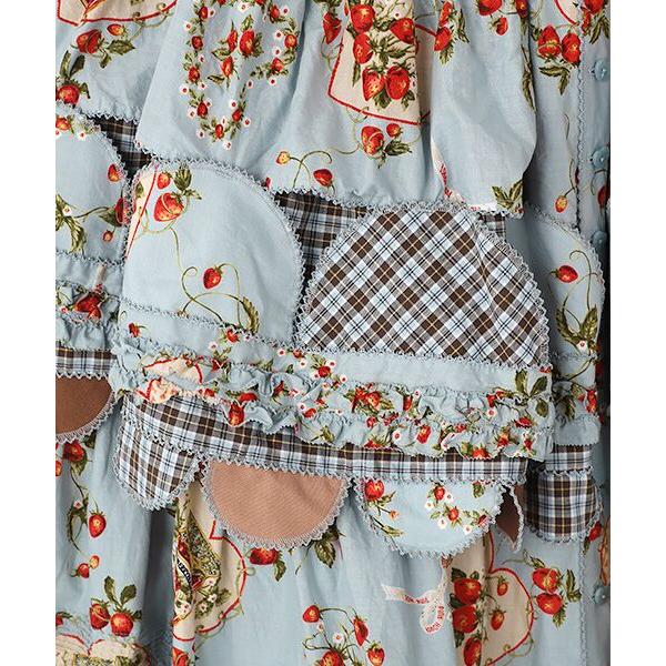 新品 ピンクハウス♥2色使いピコフリルパッチワーク段々スカート PINK HOUSE（ピンクハウス） Rambling Heartsプリントパッチワーク使い