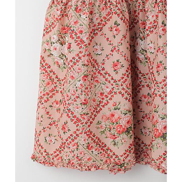 ピンクハウス　薔薇柄ミディワンピース セール】 薔薇格子プリントミディワンピース （ロング・マキシ丈