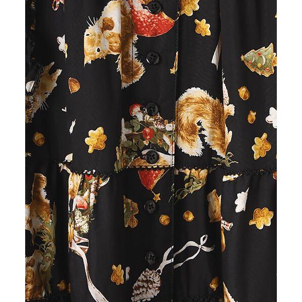 ピンクハウス　ウィンターフォレストトリート柄ワンピース PINK HOUSE（ピンクハウス） ウィンターフォレストトリートプリント