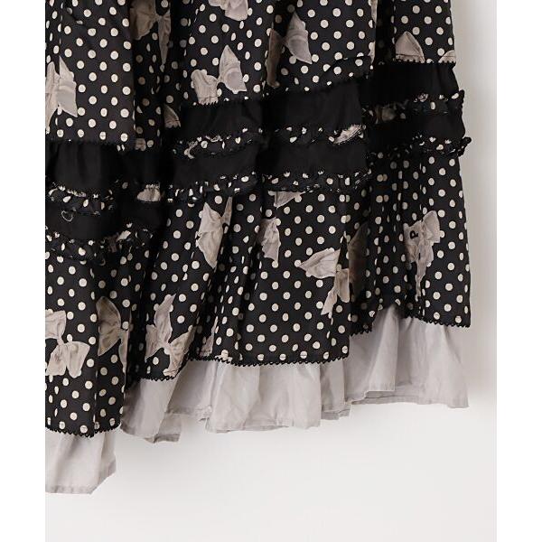 PINK HOUSE（ピンクハウス） 水玉りぼんプリントパッチワークスカート