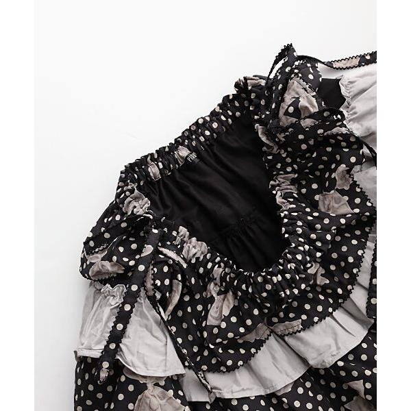 PINK HOUSE（ピンクハウス） 水玉りぼんプリントパッチワークスカート