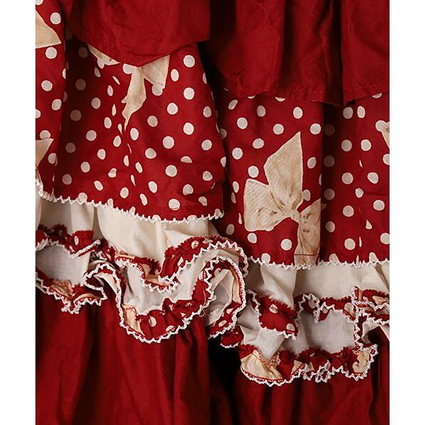 PINK HOUSE（ピンクハウス） 水玉りぼんプリントパッチワークスカート