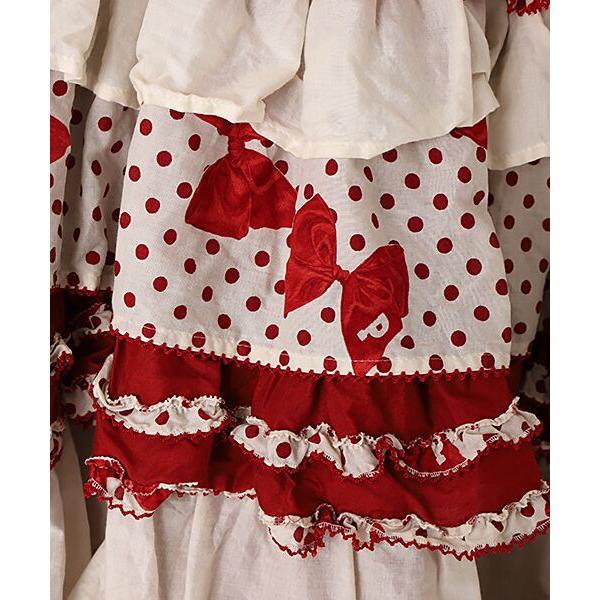 PINK HOUSE（ピンクハウス） 水玉りぼんプリントパッチワークスカート