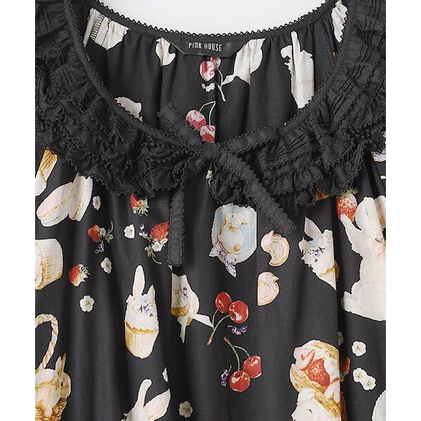 ピンクハウススイーツスプリングバニープリントミディワンピース黒 極美品 お値下げ ピンクハウス スイーツスプリングバニープリントミディワンピース