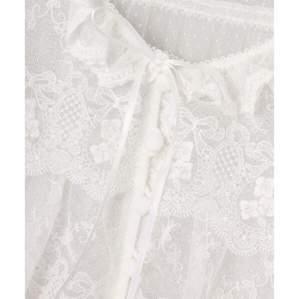 PINK HOUSE（ピンクハウス） あじさい柄レースフリル使いブラウス