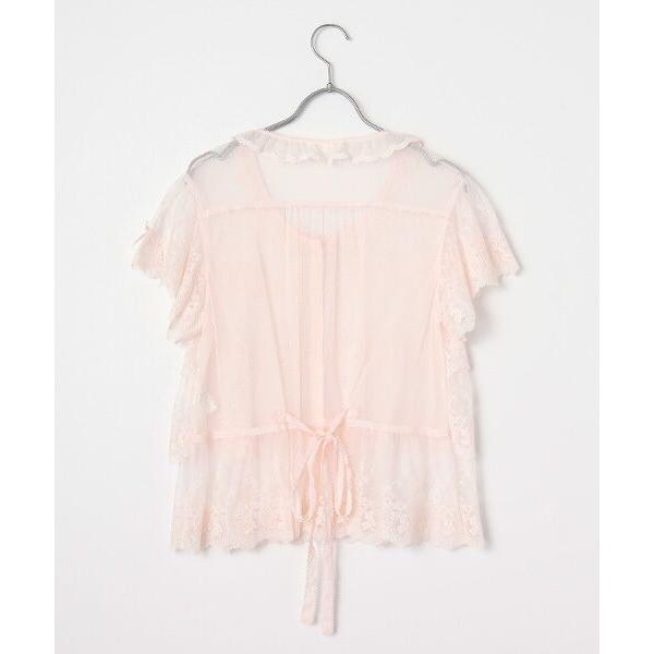PINK HOUSE（ピンクハウス） あじさい柄レースフリル使いブラウス