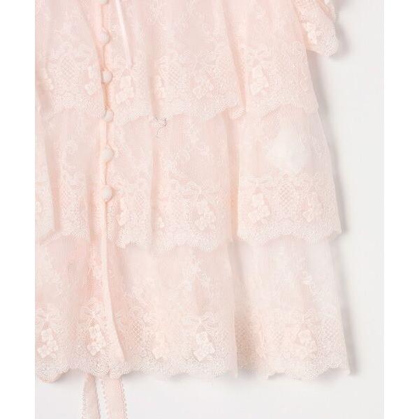 ピンクハウス　あじさい柄レースフリルブラウス PINK HOUSE（ピンクハウス） あじさい柄レースフリル使いブラウス