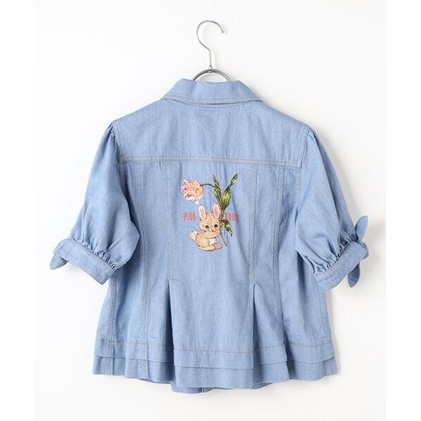 定価42900円　ピンクハウス チューリップうさぎプリントデニムジャケット PINK HOUSE / ピンクハウス チューリップうさぎプリントデニム