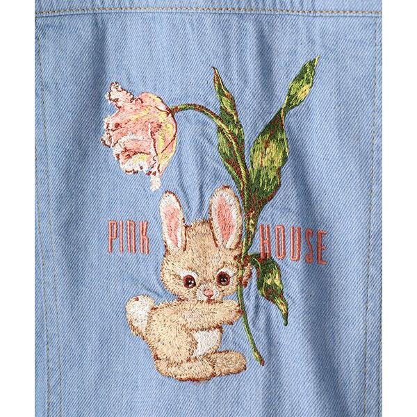 定価42900円　ピンクハウス チューリップうさぎプリントデニムジャケット PINK HOUSE / ピンクハウス チューリップうさぎプリントデニム
