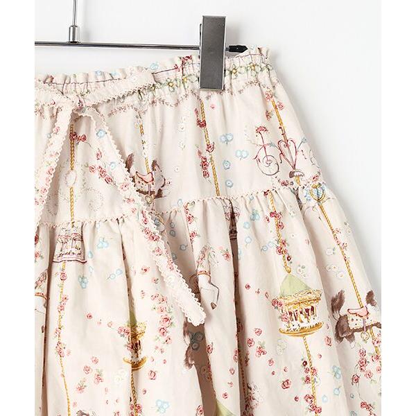 ピンクハウス　PINKHOUSE　メリーゴーラウンドプリントスカート　モカ ピンクハウス PINKHOUSE メリーゴーラウンドプリントスカート