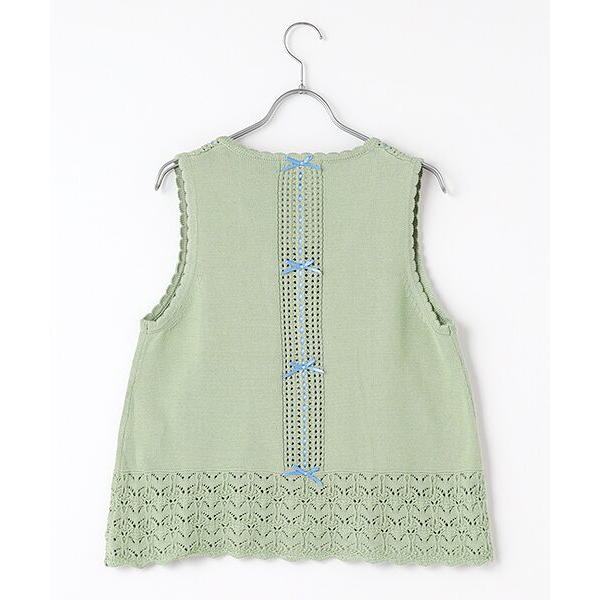 ピンクハウス　新品　壁紙模様 ニットベスト セール】 壁紙模様プリントアップリケ使いニットベスト （ベスト