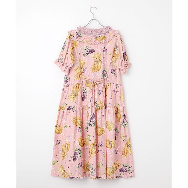 PINK HOUSE / ピンクハウス クマ葡萄プリントミディワンピース