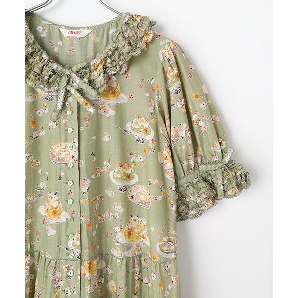 ピンクハウス　フラワーゼリー　ワンピース　ブラック レースフラワープリントワンピース｜ピンクハウスオフィシャル