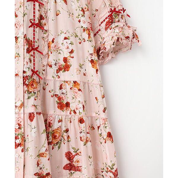 PINK HOUSE　ピンクハウス　ワンピース　リボン　コットン100%　黒 バラとリボンプリントワンピース｜ピンクハウスオフィシャル