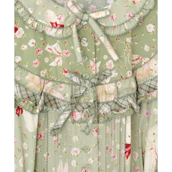 PINK HOUSE / ピンクハウス バラ園うさぎヨークワンピース