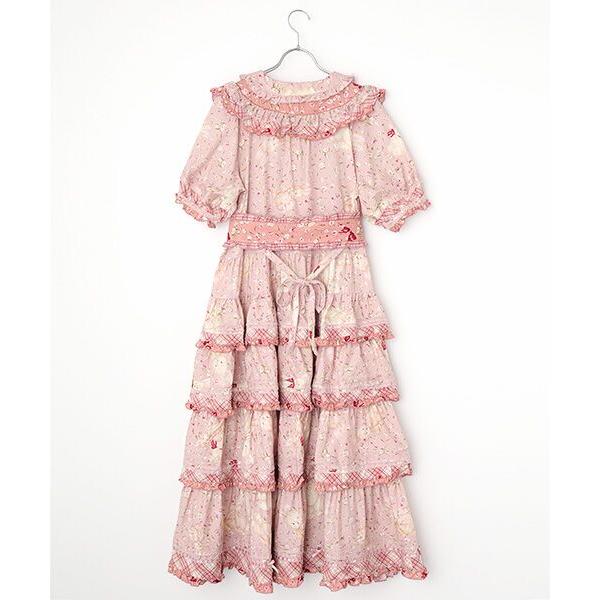 PINK HOUSEうさぎ刺繍ワンピース　★期間限定値下げ★ PINK HOUSE / ピンクハウス バラ園うさぎヨークワンピース